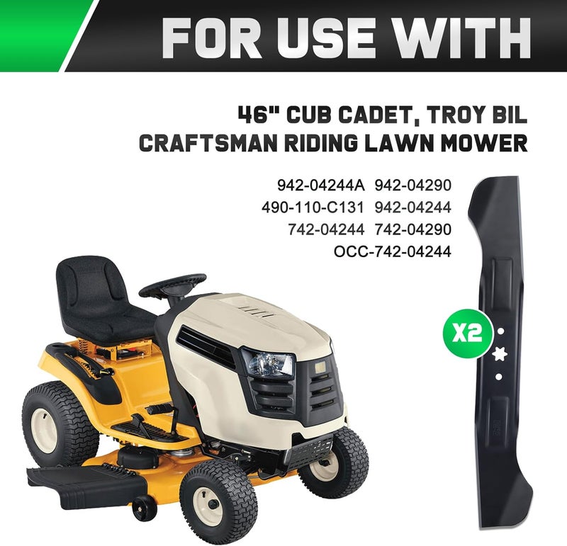 Grasscool 942-04244A Blades with 6-Star Mounting Pattern for Cub Cadet Enduro XT1-46 XT2-46 ZT1-46 LT46 LX46 LTX1045 LTX1046 RZT46 46 inch Zero Turn Lawn Tractor Mower Replace 942-04290 High-Lift - Image 3